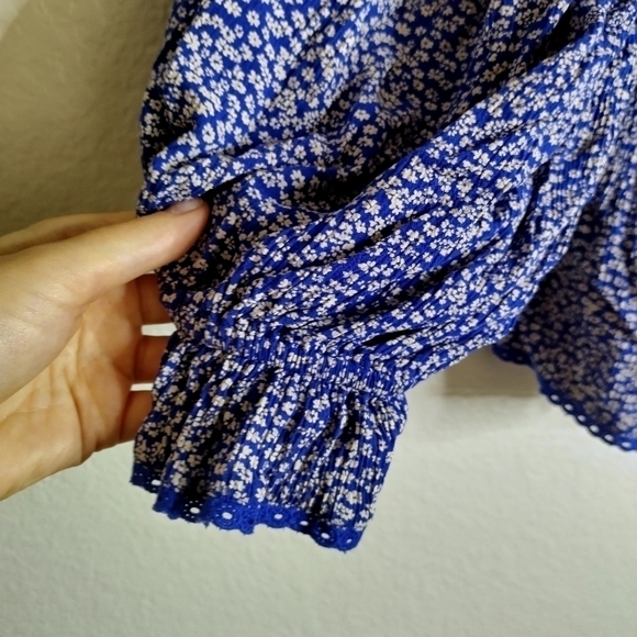 Free people Brittnee Print Smocked Back Peplum Top sz S - Picture 5 of 8